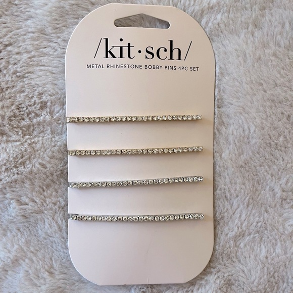 2/$20 ✨NWT Kitsch Rhinestone Bobby Pins Extra Long Set of Four - Picture 1 of 4